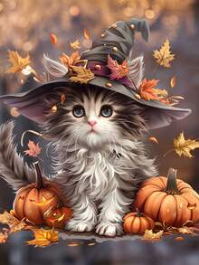 1 Piece Halloween Themed Pumpkin, Cat, Maple Leaf, Bat, Wizard Hat Glass Stickers Wall Stickers Bedroom Living Room Window Decoration