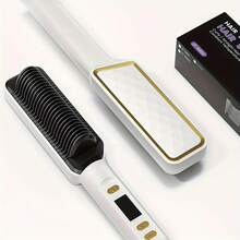 GENAI 2-In-1 Hair Straightener & Curler Brush – 4 Temp Settings, Anti-Frizz Fast Heat Tool For Silky Hair | Back To School & Holiday Gift For Women - EU C Type Plug(220-240V) - View 8