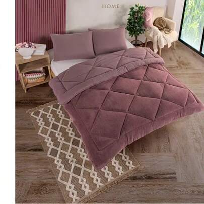 Reversible Double Quilt Set With 2 Pillowcases – Cotton & Wellsoft – 195x215 Cm