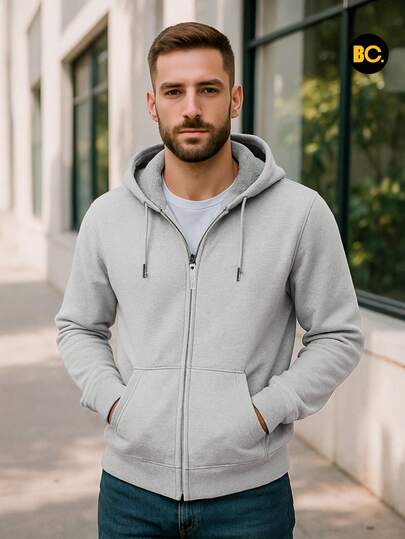  Big City Sudadera De Hombre Con Forro Borrega y Capucha Hoodie! Con Cierre y Basicas con estampado casual de Moda