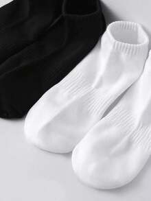 5/10 双白色竖条纹简约时尚百搭透气防臭女士踝袜 - 白色 - 查看 2