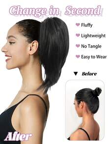 Extensiones de cabello postizo rizado y desordenado con moño elástico, extensiones de cabello para mujeres, cobertura para cola de caballo, pinza para cola de caballo corta de múltiples colores, accesorios de moda para el cabello, pinzas para el cabello, accesorios de otoño, pinzas para el cabello de invierno, accesorios para atuendos de vacaciones, accesorios de verano para la playa - Multicolor - Ver 7
