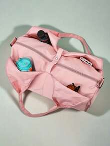 1pc Unisex Fitness/Travel Duffel Bag With Shoe Compartment, Suitable For Swimming, Basketball And Other Sports, Large Capacity Yoga/Gym Bag For Women, Durable Polyester Material, Zipper Closure, Hand Wash Recommended, Sports Accessories