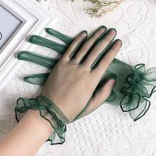 Ibeauti Fascinator Hats With Screentouch Lace Gloves Set Women Tea Party Cocktail Wedding Derby Headwear Short Gloves - 02 綠色 - 查看 4