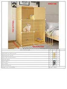2-Tier Enclosed Cat Cage, Sturdy Indoor Cat House With Large Space For Kittens - Multicolor - View 16