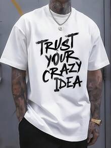 220 Grams Round Neck Short Sleeve Men's T-Shirt, Creative Printing Pattern, Simple Design, Knitting Process, Soft And Comfortable, Suitable For Campus Wear, Party Gathering, Daily Wear, A Good Choice For Family And Friends2025 - White 9 - View 1