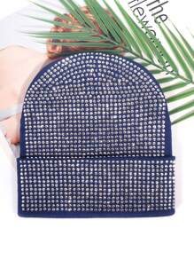 1pc Fully Rhinestone Embellished Versatile Ins Style Autumn/Winter Korean Fashion Bling Bling Beanie Hat, Warm Ear Protection, Suitable For Daily Wear And Parties, Unisex