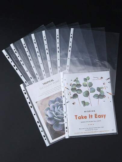 50/100pcs Clear A4 Plastic File Folders - 11-Hole 3-Ring Binder Compatible, Durable PP Document Sleeves For Office, School, Home Organization (100pcs), Folders For Office Supplies, For Office Document Storage And Student Stationery Organization,Thickened And Waterproof Back To School