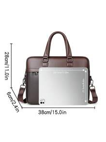 saroxi 男士经典公文包，可容纳文件、笔记本电脑，简约时尚，适合商务、通勤、旅行，是男士的高端礼物之选 - 棕色 - 查看 8