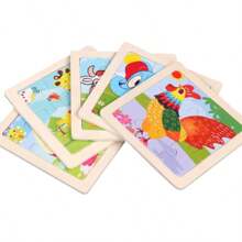 9pcs/6pcs/4pcs Wooden Jigsaw Puzzles, Children Animal & Transportation Cartoon Flat Puzzles, Educational Toys