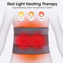 Hailicare Dual Infrared Light Heating Massaging Waist Belt Multifunctional Heating Waist Massager Rechargeable Heated Massage Belt Relieve Fatigue Relax Muscle Red Light Hot Compress Vibration Massage - Grey - View 5