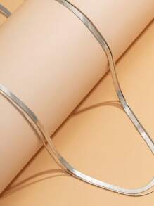 1pc Minimalist Fashion Double-Layer Snake Chain & Cleaver Chain Belly Chain, Suitable For Beach Resort Ladies - As Shown - View 3