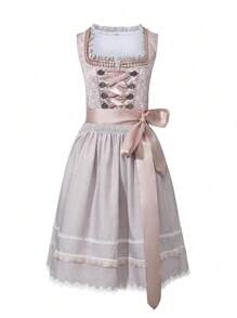 Oktoberfest Costumes For Women 2 Pieces German Dirndl Dress Traditional Beer Outfit Costume, Halloween