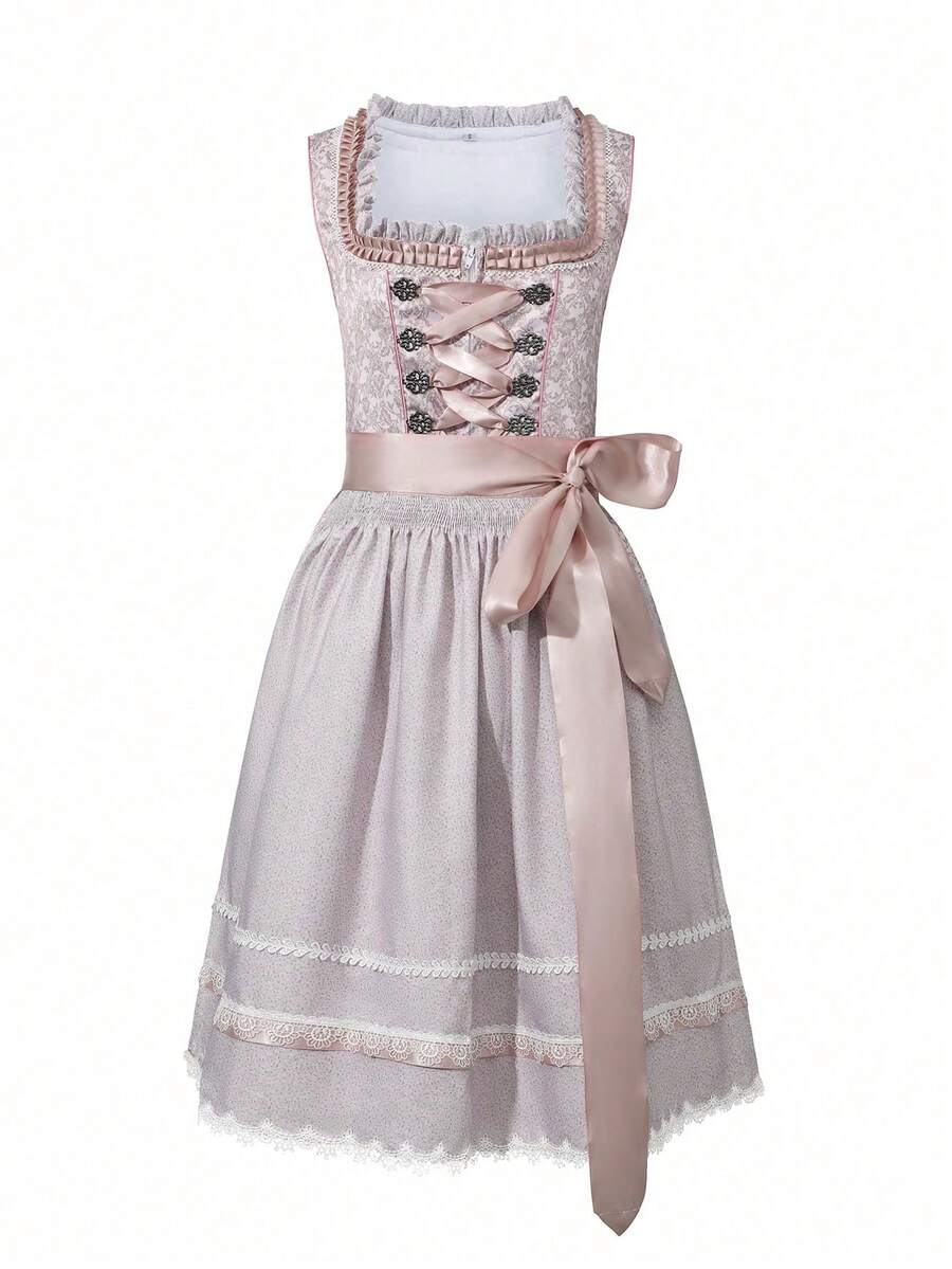 Oktoberfest Costumes For Women 2 Pieces German Dirndl Dress Traditional Beer Outfit Costume, Halloween