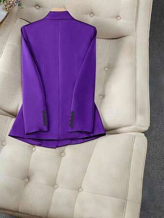 Plus Size Business/Pendling Enfärgad Dubbelknäppt Kavaj