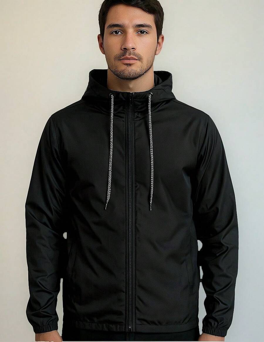 Men's Lightweight Plain Water-Repellent Windbreaker Jacket With Hood - 這就是為什麼 Lisa M - 查看 1