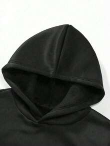 Men's Printed Long-Sleeved Cotton Pullover Hoodie, Autumn And Winter Wear, Y2K Streetwear, Casual Wear, Street Style, Perfect As A New Year's And Christmas Gift For Couples. - 黑色 - 查看 2