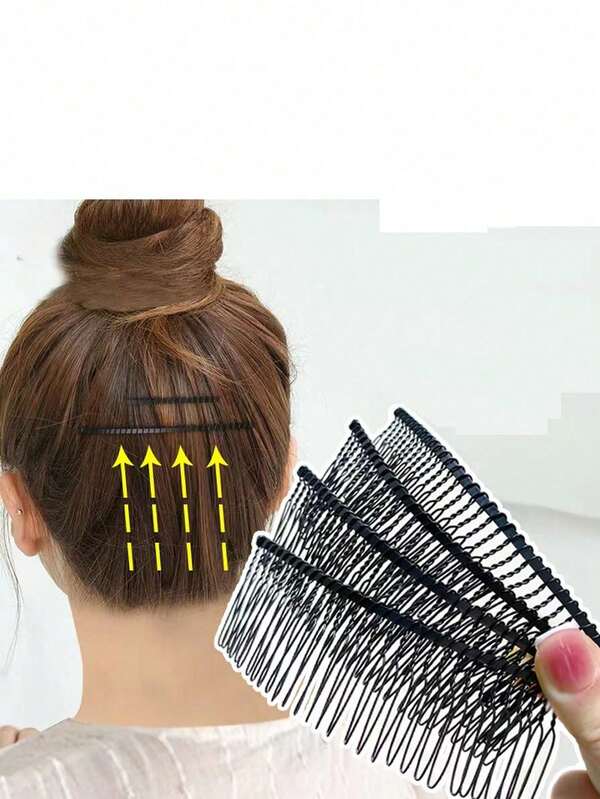 1 pièce/2 pièces/4 pièces Peigne à cheveux noir pour femmes avec motif torsadé, à la mode pour un usage quotidien