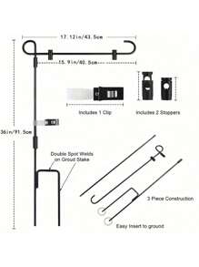 1 套万圣节户外花园旗杆和旗帜，黑猫和南瓜，骷髅旗，金属双面花园旗帜节日装饰旗杆，万圣节恐怖亚麻花园旗，节日装饰旗杆