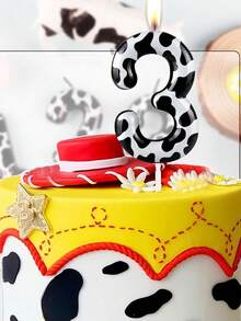 Black & White Cow Spot Print Numbered 0-9 Birthday Animal Theme Anniversary Celebration Party Cake Decorative Candles - Multicolor - View 7