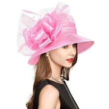 2025 Bucket Hats Women Ladies Girls, Organza Derby Fascinator Hat Tea Party Bridal Church, Hats - 4455 màu hồng - Xem 6