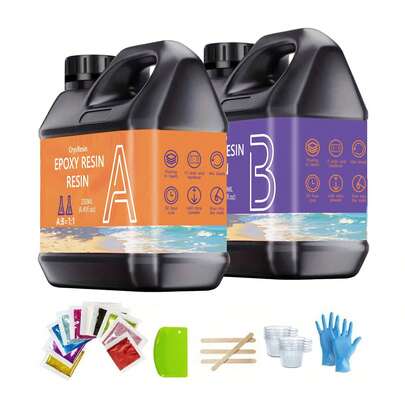 8.45 Oz/16.9 Oz Epoxy Resin Kit - Self-Leveling, Bubble-Free, Anti-Yellowing Art Resin, Suitable For DIY Jewelry, Tables, Countertops - 1:1 Mixing Ratio, Vibrant Color DIY Jewelry Making Durable Resin