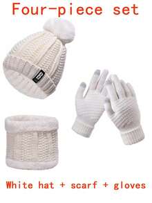 7/5/4/1 Juegos de trajes cálidos a prueba de viento y frío para esquiar, ciclismo, deportes al aire libre, etc. en otoño e invierno. Gorro de lana acolchado, bufanda de punto, guantes de punto, orejeras cálidas, calcetines cálidos, regalos de invierno para mujeres