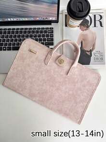 Laptop Protective Case Made Of Pink Pu Material Is Suitable For 15.6/16 Inch Laptops It Can Be Opened And Closed Immediately And The Handbag Can Be Easily Removed,Leather Laptop Sleeve Case HandBag,Soft PU Leather Laptop Case, Leather Laptop Case Water-Resistant Briefcase ,Laptop Sleeve Case With Handle Minimalist PU Protective Bag For Notebook Portable Travel Tote For Business Office College Stylish Accessory For Teachers And Professionals - 彩色 - 查看 14