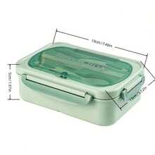Leak-Proof Bento Box, 40.58 Oz Adult Bento Box With Tableware, Microwaveable, 3-Grid Partition, Green Lunch Container, Suitable For School, Work And Outdoor Dining, Outdoor Bento Box | Zoned Bento Box - màu xanh lá - Xem 11