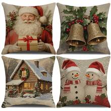 1/4pcs, Buffalo Plaid Christmas Throw Pillow Covers, 45*45cm Christmas Tree And Truck Decor Cushion Covers, Farmhouse Winter Holiday Believe Prints Decor Pillowcases, For Porch Patio Couch Sofa Living Room Outdoor, Home Decor, Without Pillow Inserts Christmas Decorations Christmas Decoration Christmas Decorations Home Room Decor