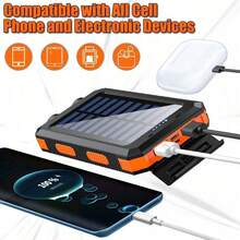 2025 Super 10000mAh USB Portable Charger Solar Power Bank For Mobile Phones, Solar Power Bank, Mobile Power Bank, Portable Charger For All Devices - Long-Lasting, Travel Camping, LED Flashlight, Compass, And Hiking Buckle, Best Gift For Christmas Holidays - Màu xanh nhạt - Xem 2