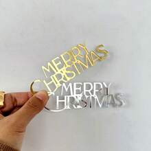 1 buc/3 buc/6 buc auriu argintiu Crăciun fericit acrilic tort lateral decorațiuni pentru petrecere de Crăciun DIY tort decorațiuni consumabile Crăciun decorațiuni de Crăciun pijamale de Crăciun cadouri de Crăciun decor de Crăciun