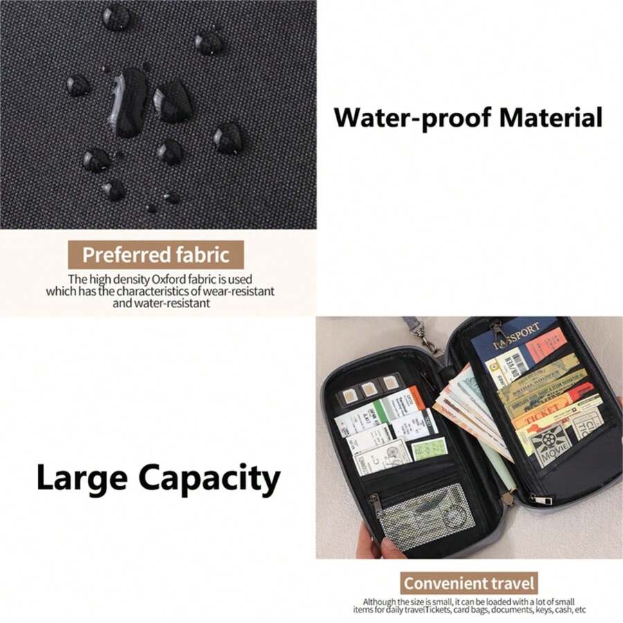 Bolsa porta pasaporte familiar con bloqueo Rfid, billetera para pasaporte, artículos esenciales de viaje, organizador de documentos de viaje, estuche para tarjetas de crédito - Rosa - Ver 1