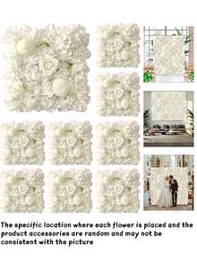 1/10Pcs Flower Wall Panel, Suitable For Flower Wall Backdrop, 9.8*9.8 Inch Pink Artificial Rose Hydrangea Artificial Flower Panel Artificial Flower Background, Suitable For Wall Decoration, Party And Wedding Decoration, Bride Gift/Baby Gift Decoration