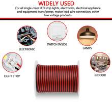 1pc 16-30 AWG 2-Color Red & Black Flexible Tinned Copper Wire For LED Strip Lights - 18-30 AWG, 110V/220V, Hard-Wired, No Battery Needed, Metal Conductor, LED Lighting | Flexible Wiring | Tinned Copper Wire, LED Accessories
