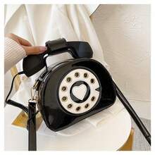 Special-Shaped Bag European And American Fashion Ideas Cute And Funny Personality Simulation Telephone Messenger Bag - 黑色 - 查看 2
