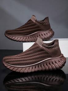 New Casual Shoes For Women, Comfortable Breathable Sports Shoes, Sock-Style Design For Easy On/Off, Versatile Casual Style Suitable For Various Occasions, Unisex/Couples/Women's New Arrivals, Thick Sole Fashionable Brown Elegant Sports Shoes/Women's New Arrivals