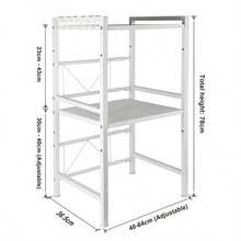 Height-Adjustable Kitchen Shelf, Double-Tier Microwave Holder, Made Of Carbon Steel, Kitchen Shelf, Extendable Microwave Stand, Spice Rack, Microwave Holder, Organizer, For Kitchen, White - White 40-64*36.5*78cm - View 6