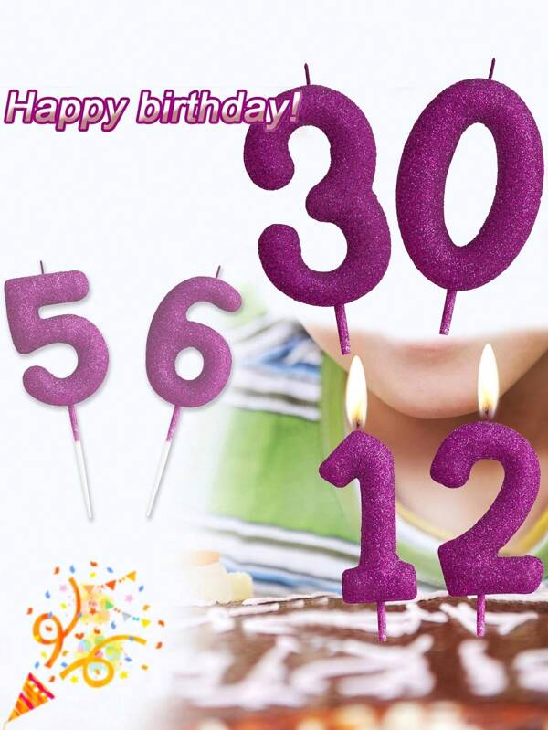 Purple Sprinkle Number 0-9 Birthday Party Cake Decorative Candles