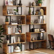 Librero Minimalista Estructura Geométrica En Forma De S - Marrón - Ver 1