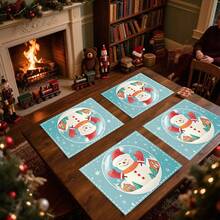 1 套/1 件/4 件/6 件圣诞雪人印花餐垫，送给妈妈的礼物，适合家居装饰、生日礼物、节日礼物、厨房和派对装饰，可作为圣诞礼物赠送 - 彩色 - 查看 2