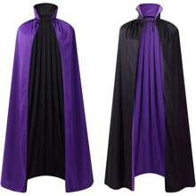 GRAJTCIN Costume Halloween Cape Adult, Two Sides Reversible High Collar Magician Hooded
