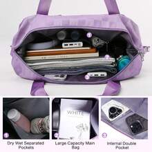 Expandable Rolling Duffle Bag - Large Carry-On With Spinner Wheels, Foldable Weekend Travel Bag, 28-58L Capacity - Màu tím - Xem 5