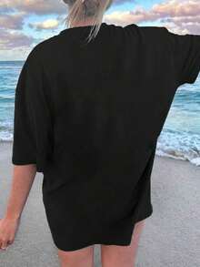 The Seahawks' Game Day Printed Women's Short-Sleeved Round Neck Casual Top Is Perfect For Spring And Summer. - 黑色 - 查看 3