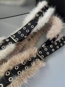 1pc 2025 Winter New Y2K Retro Faux Fur Waist Belt, Personalized Furry Waist Chain, Suitable For Halloween Costumes & Daily Outfits (Handmade, Slight Fluffiness Is Normal) - Multicolor - View 7