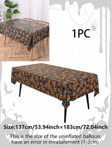 1pc Disposable Halloween Tablecloth, Bat Skull Haunted House Pumpkin Cobweb Bloody Handprint Pattern Print, Suitable For Halloween Decoration, Birthday Party Decor - Multicolor - View 12