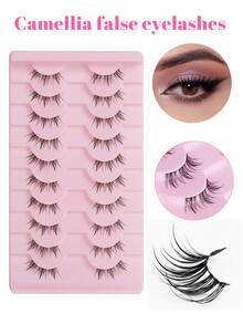 40 cái/bộ, 10 cái x 4 hộp, lông mi giả nửa mắt, hình quỷ, mắt mèo, phong cách Nhật Bản và Hàn Quốc, vẻ ngoài tự nhiên, lông mi cong, một mảnh - Vàng + Hồng (4 hộp) - Xem 6