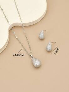 1 chiếc vòng cổ trang sức sang trọng bằng thép không gỉ hình giọt nước đính đá Rhinestone hoàn toàn thời trang dành cho nữ, 1 đôi bông tai trang sức sang trọng bằng thép không gỉ hình giọt nước đính đá Rhinestone hoàn toàn thời trang dành cho nữ - Vàng - Xem 10