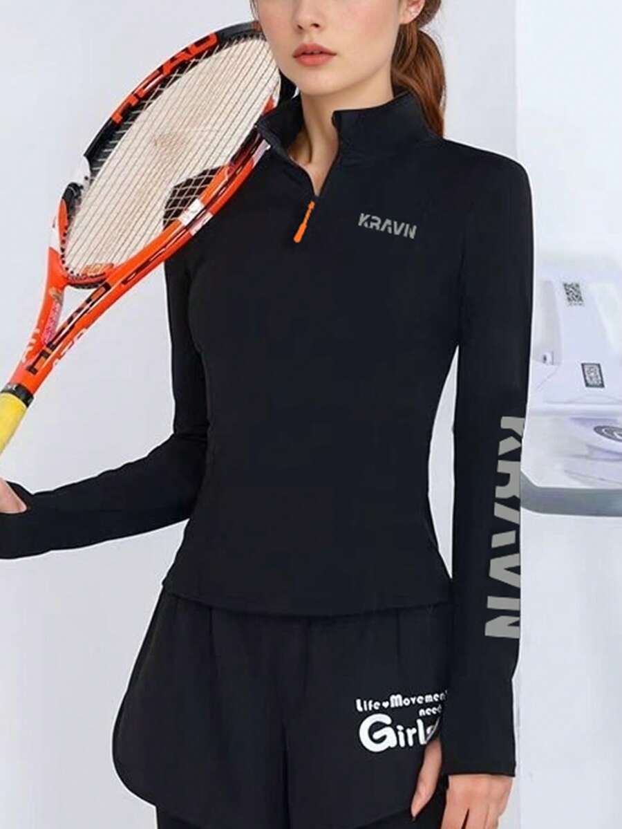 Camiseta de Manga Longa para Treino Essencial de Outono - Feminina, Tecido Macio com Elasticidade 4 Vias, Secagem Rápida e Respirável, Top Leve para Ioga e Corrida, Camiseta Casual Sólida de Academia para o Outono, Ajuste Solto/Regular, Punhos com Orifício para o Polegar