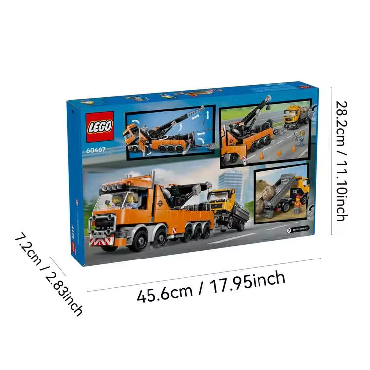LEGO 城市重型救援拖车带起重机积木玩具 - 适合男孩和女孩的自卸卡车和拖车玩具，适合 8 岁以上 - 儿童角色扮演游戏套装 - 生日和节日礼物 - 60467 - 60467 - 查看 9
